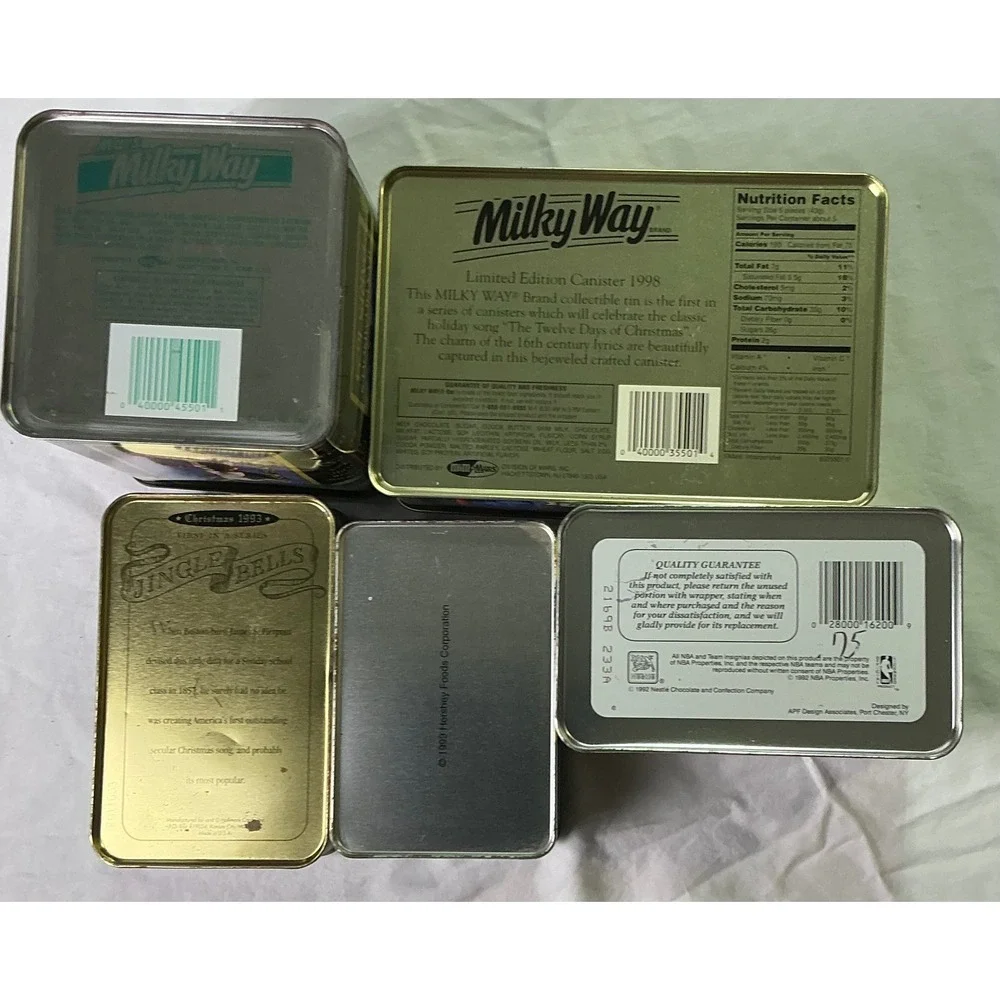 Lot of 5 Vintage Collectible Candy Chocolate Tins Milky Way Nestle Hershey Mix